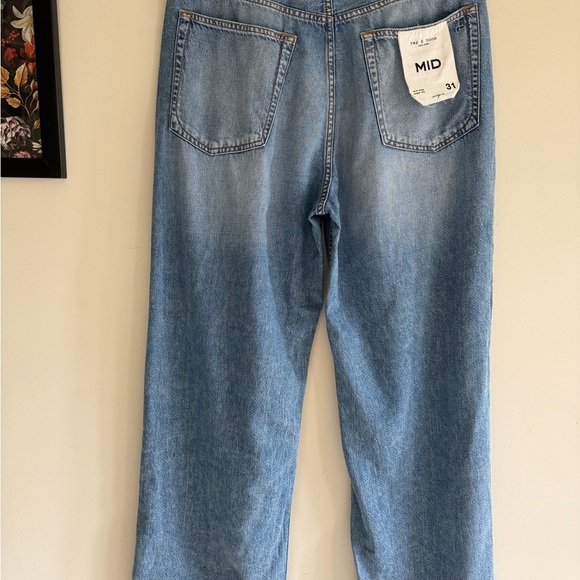 rag & bone Logan Mid Rise Wide Light Weight Zip Fly Women's Jeans SZ 31 - Picture 13 of 16
